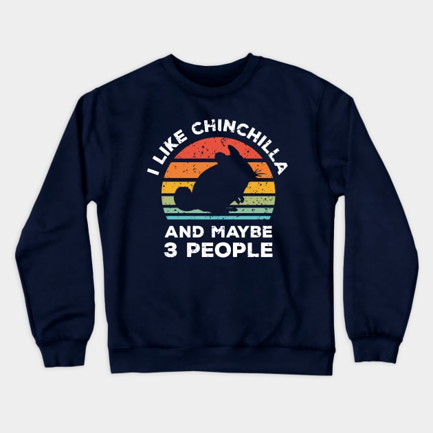 I Like Chinchilla and Maybe 3 People, Retro Vintage Sunset with Style Old Grainy Grunge Texture Crewneck Sweatshirt by Ardhsells